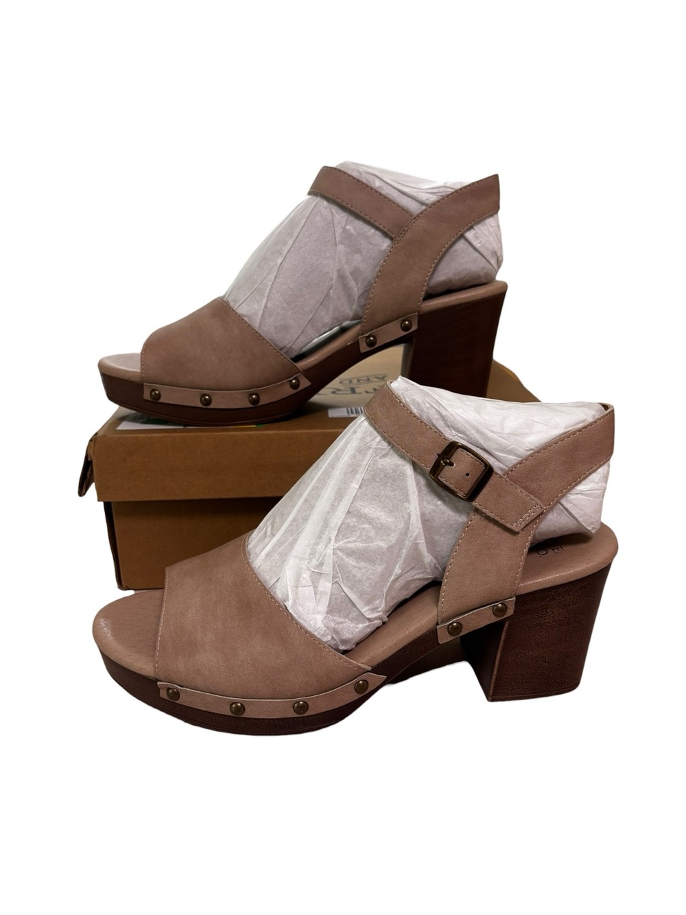 Frye & Co Girard Sandals Shoes Womens Size 10 Taupe Beige Slingback Block Heel